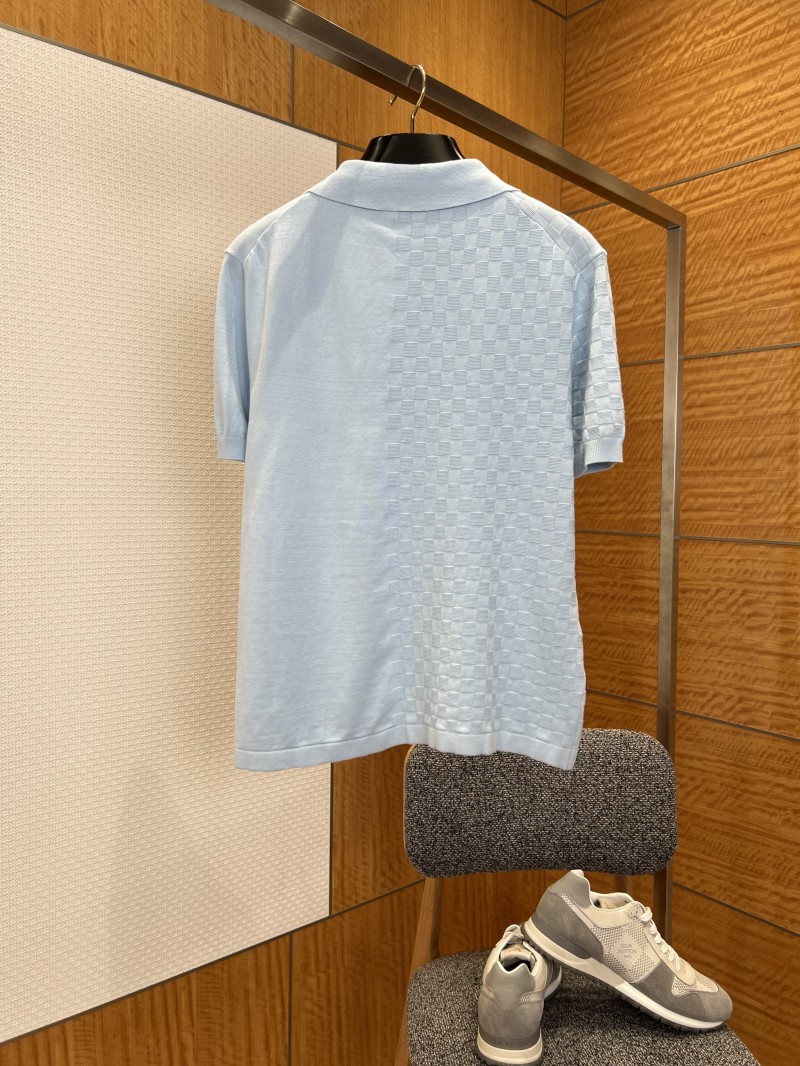 LV Checkered Jacquard Knit Short-Sleeve Polo Shirt 2 1