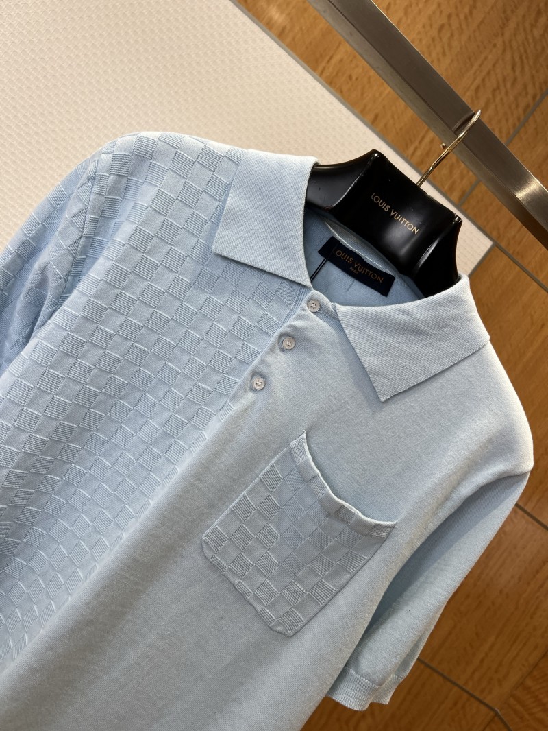 LV Checkered Jacquard Knit Short-Sleeve Polo Shirt 2 2