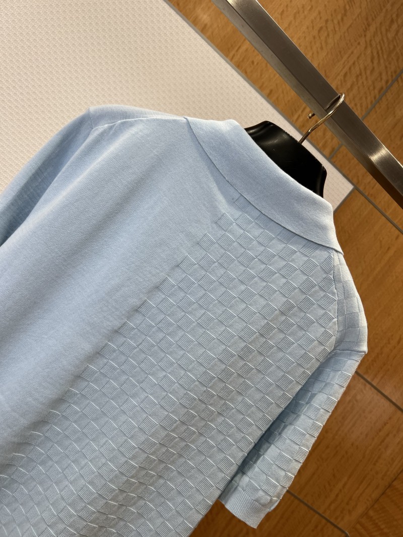 LV Checkered Jacquard Knit Short-Sleeve Polo Shirt 2 5