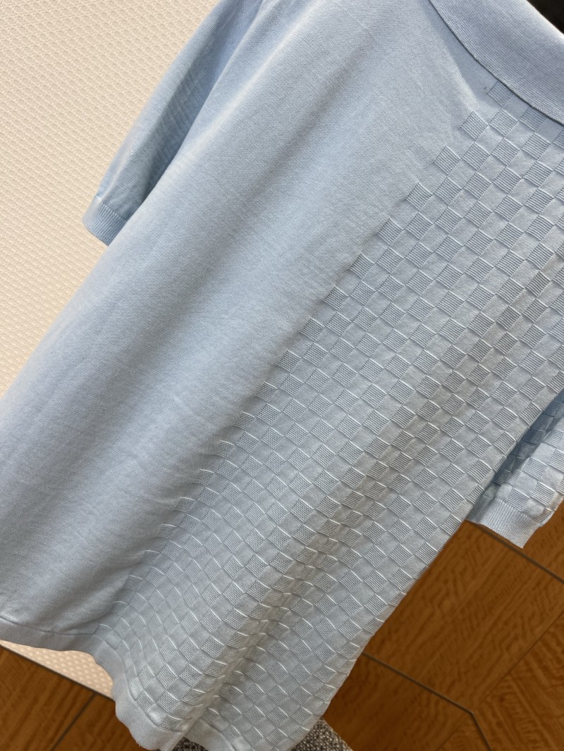 LV Checkered Jacquard Knit Short-Sleeve Polo Shirt 2 6