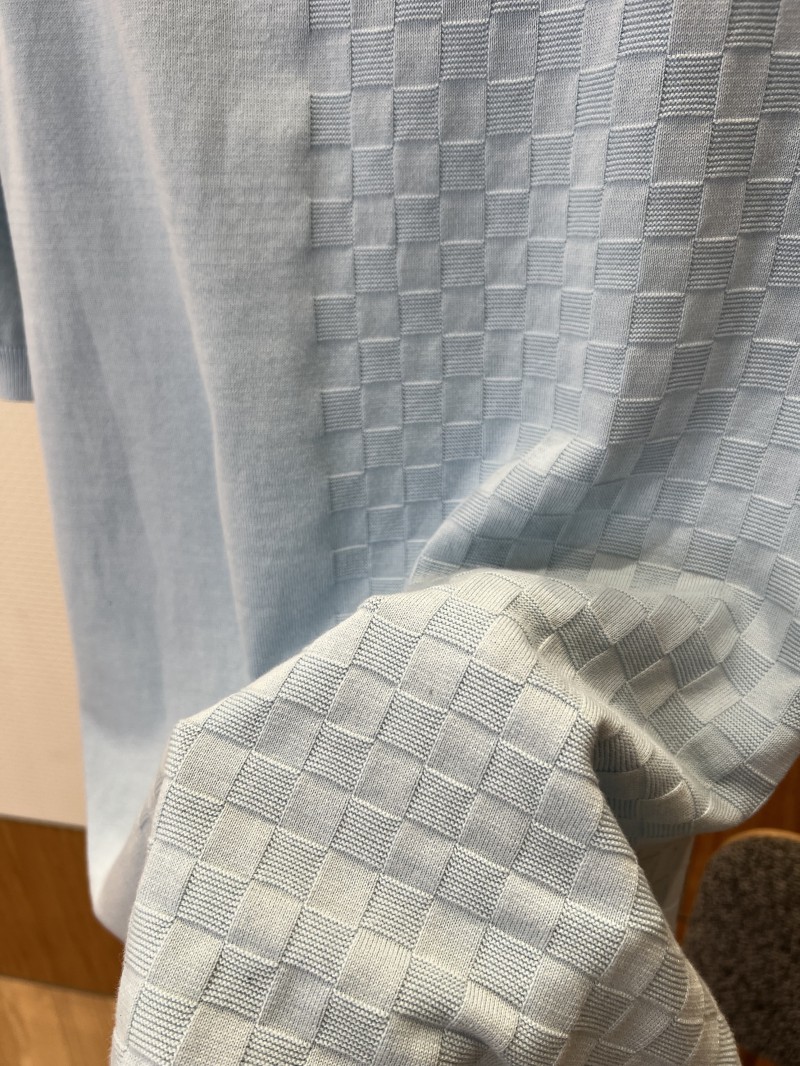 LV Checkered Jacquard Knit Short-Sleeve Polo Shirt 2 7