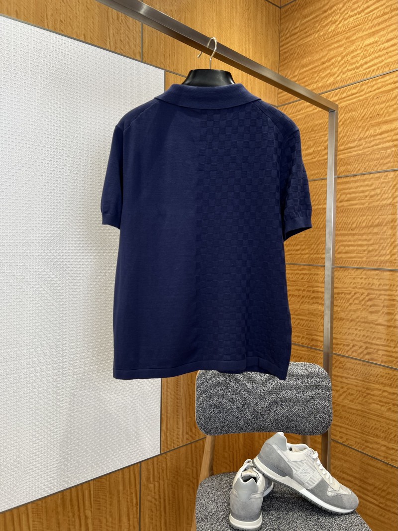 LV Checkered Jacquard Knit Short-Sleeve Polo Shirt 3 1