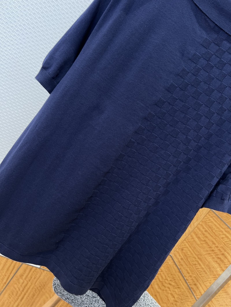 LV Checkered Jacquard Knit Short-Sleeve Polo Shirt 3 6