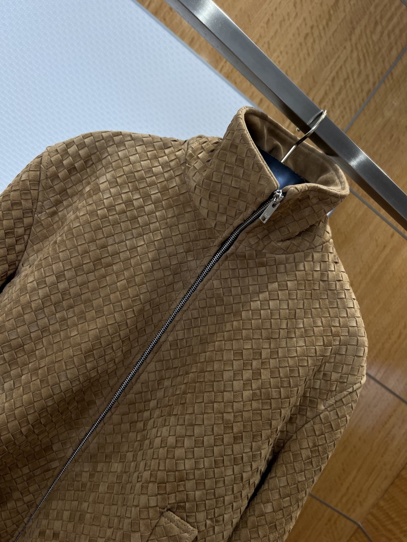 Bottega Veneta Classic Woven Stand-Up Collar Leather Jacket 2 2
