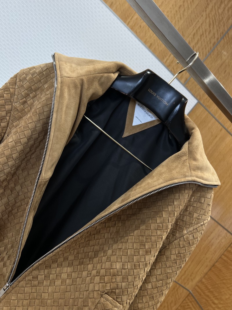 Bottega Veneta Classic Woven Stand-Up Collar Leather Jacket 2 4