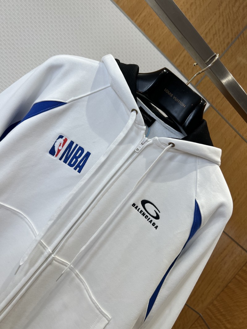Balenciaga x NBA Color-Blocked Hooded Zip-Up Sweatshirt 1 2