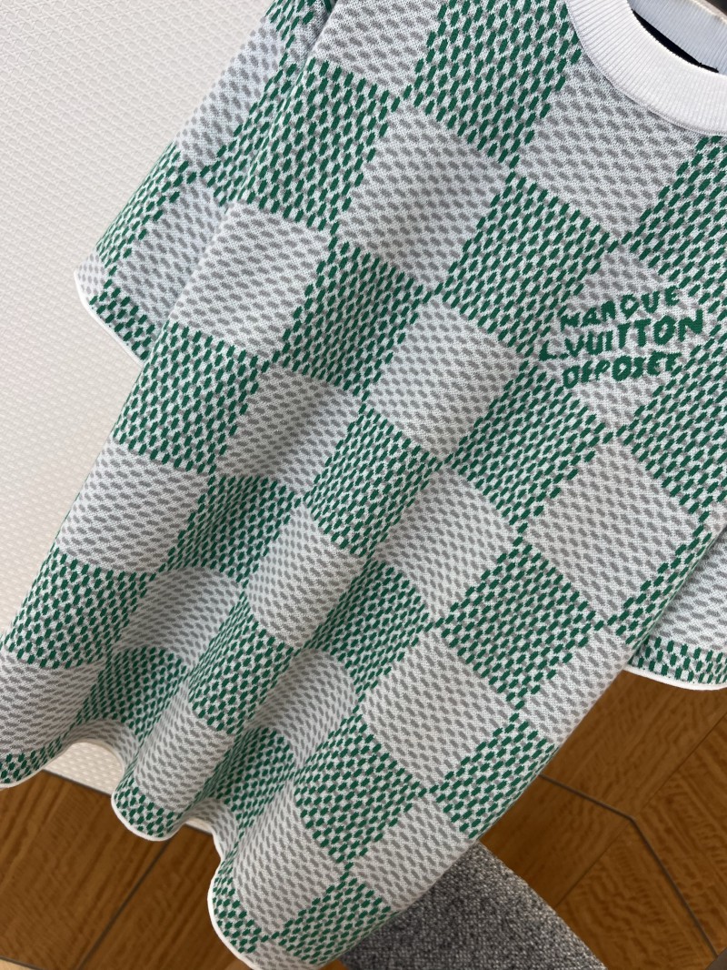 LV Classic Checkered Jacquard Knit Short-Sleeve T-Shirt 2 3