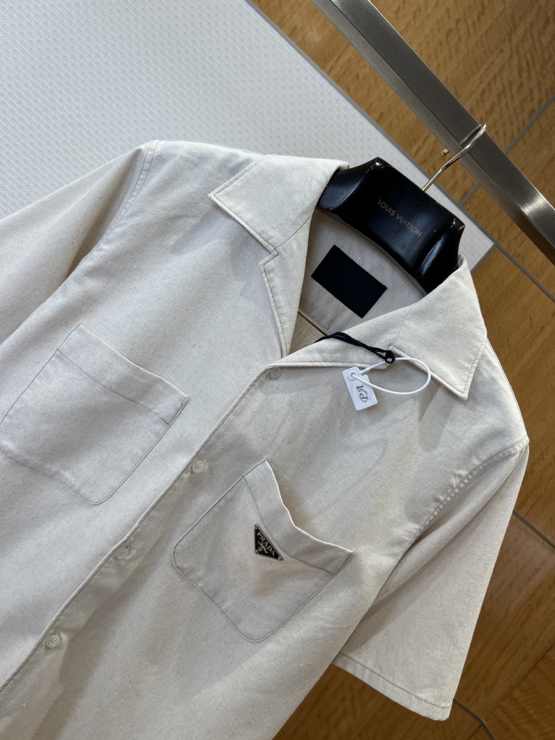 Prada Metal Micro-Logo Pocket Short-Sleeve lapel Shirt 2