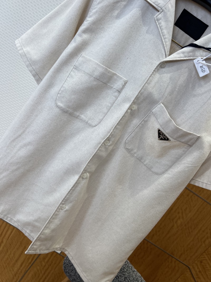 Prada Metal Micro-Logo Pocket Short-Sleeve lapel Shirt 3
