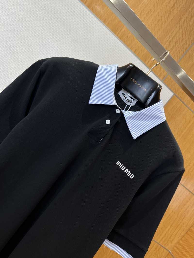 Miu Miu Color-Blocked Short-Sleeve Polo Shirt with Lapel 2