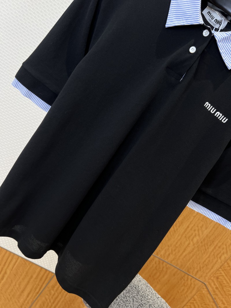 Miu Miu Color-Blocked Short-Sleeve Polo Shirt with Lapel 3