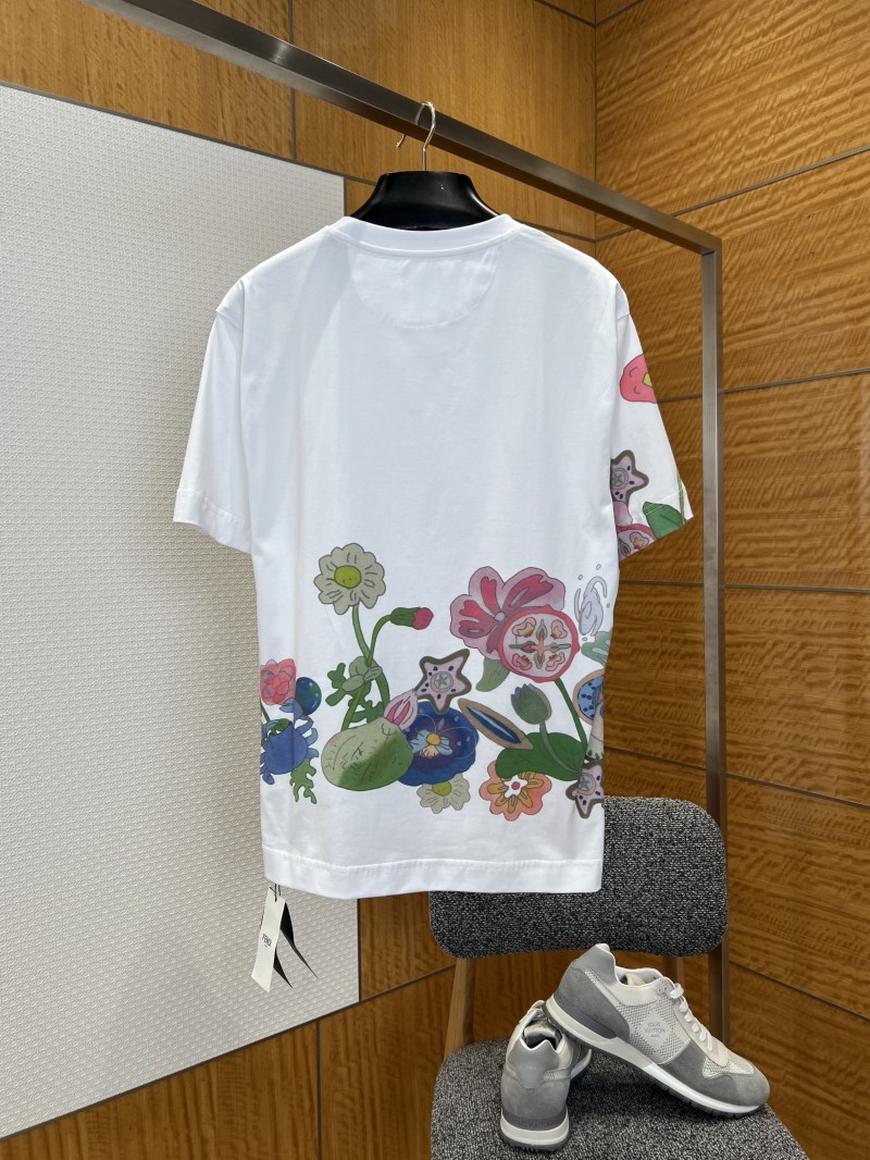 Fendi Short-Sleeve T-Shirt with Alphabet Floral Print 1