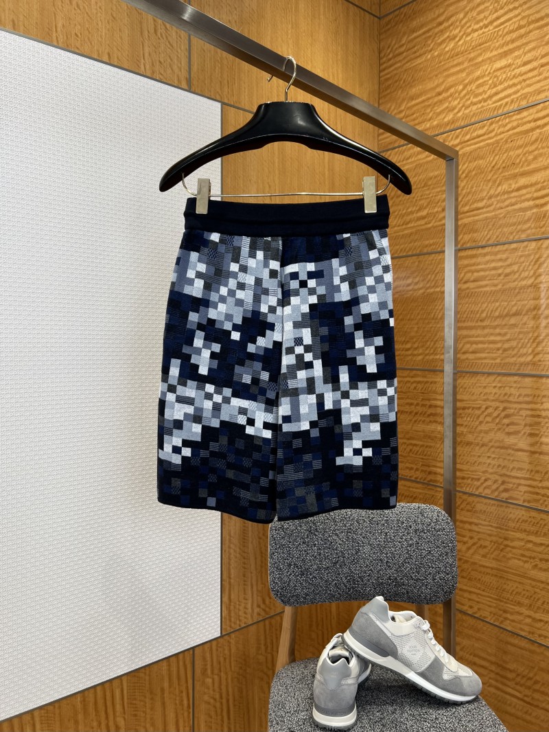 LV Pixel Check Patchwork Knit Drawstring Shorts 1
