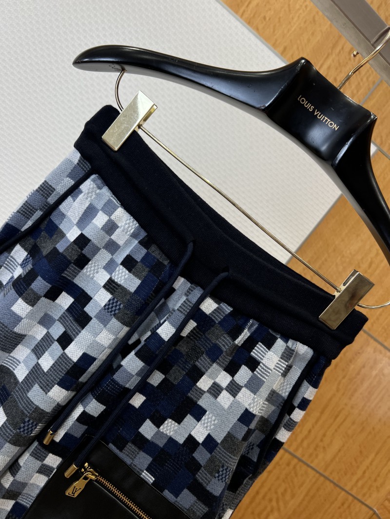 LV Pixel Check Patchwork Knit Drawstring Shorts 2