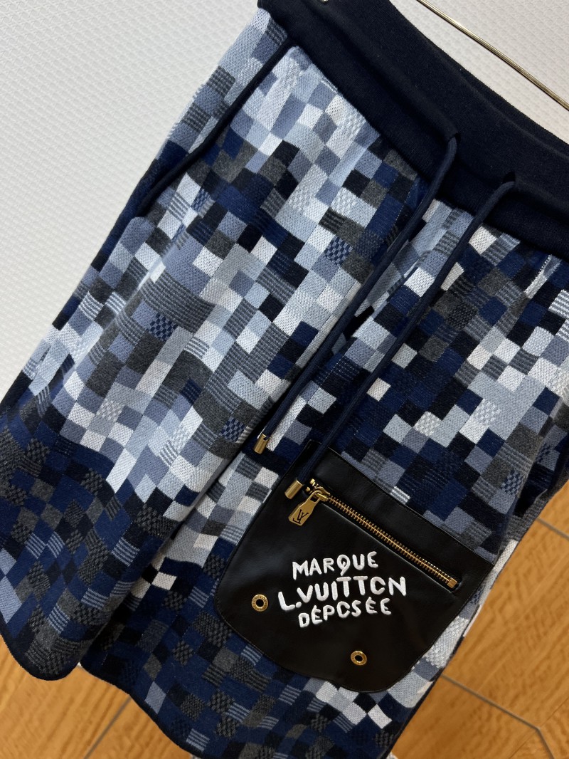 LV Pixel Check Patchwork Knit Drawstring Shorts 3