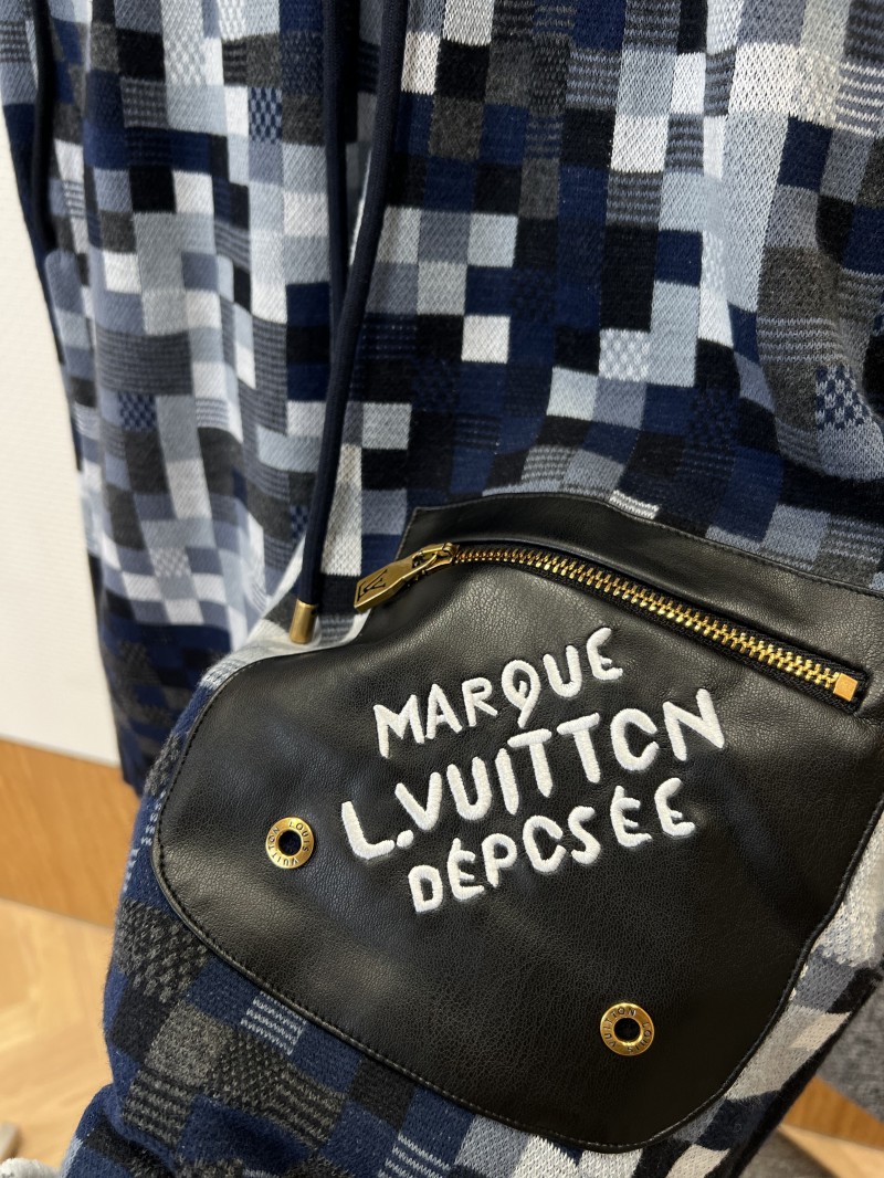 LV Pixel Check Patchwork Knit Drawstring Shorts 4