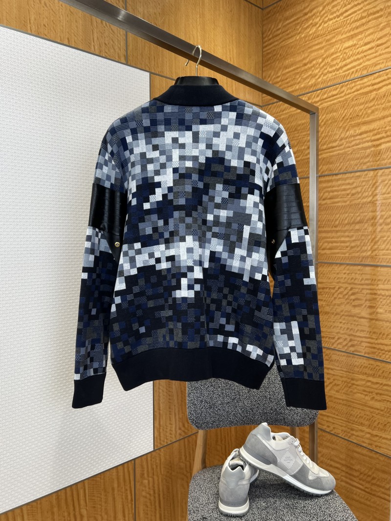 LV Pixel Check Patchwork Leather Baseball Jacket 1