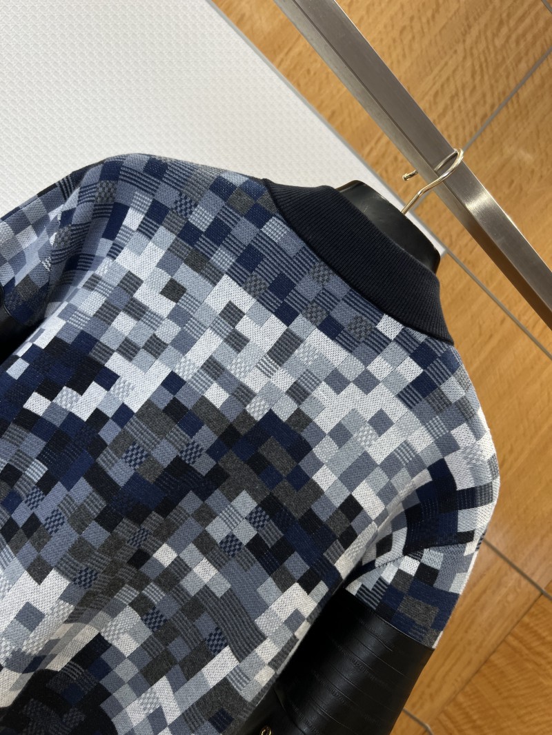 LV Pixel Check Patchwork Leather Baseball Jacket 5