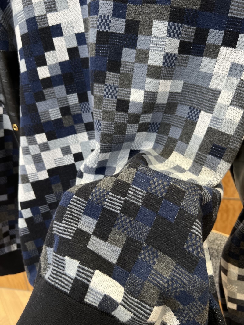 LV Pixel Check Patchwork Leather Baseball Jacket 7