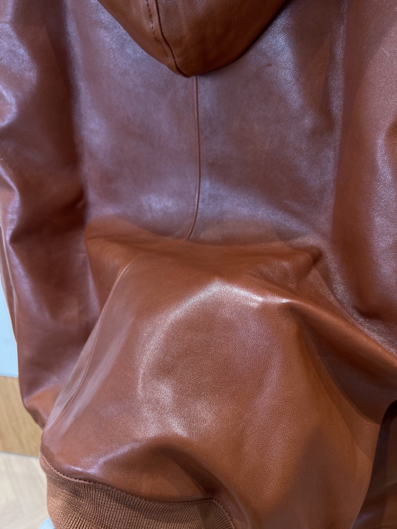 Prada Logo Letter Hooded Leather Jacket 7