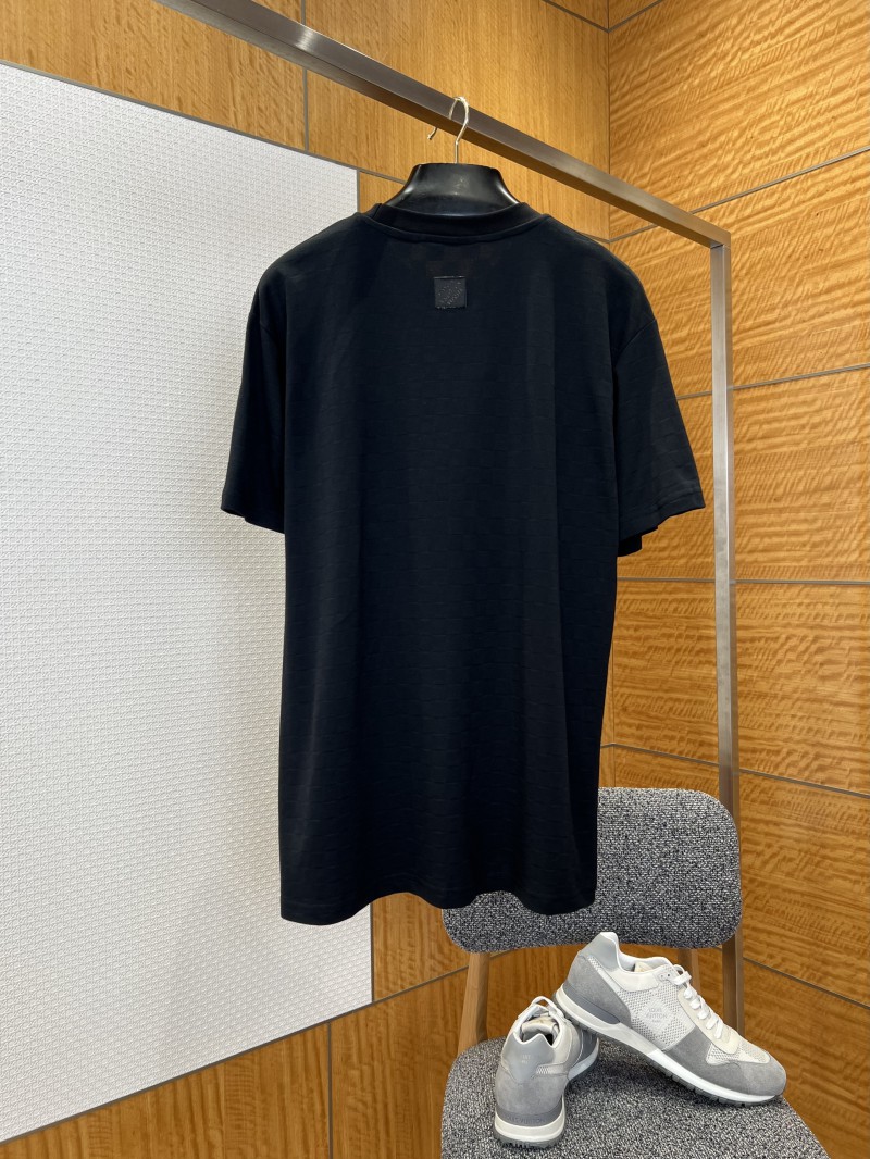 LV Floral Embroidered Ribbed-Collar Short-Sleeve T-Shirt 1