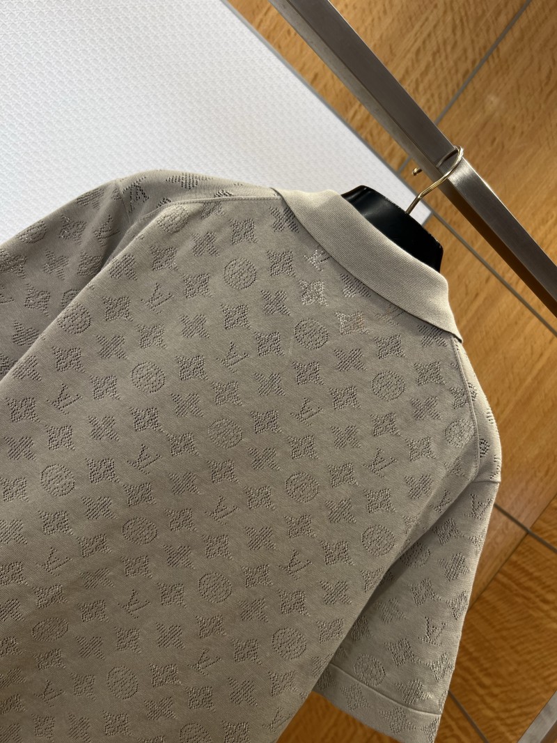 LV All-Over Print Openwork Jacquard Pocket Short-Sleeve Polo Shirt 1 5