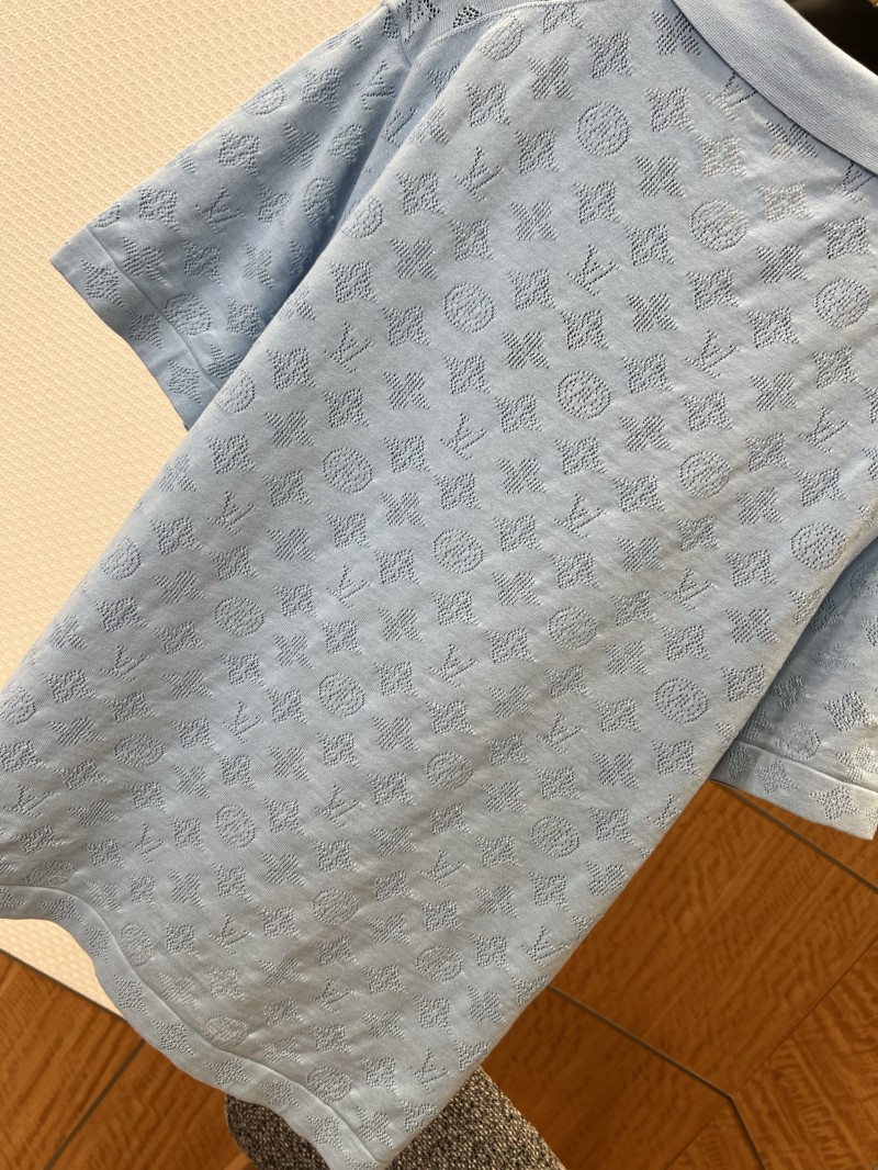 LV All-Over Print Openwork Jacquard Pocket Short-Sleeve Polo Shirt 2 6