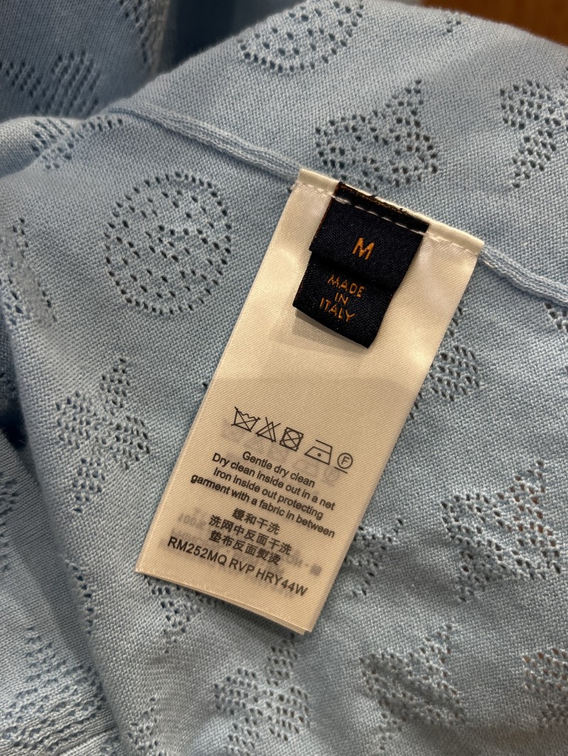 LV All-Over Print Openwork Jacquard Pocket Short-Sleeve Polo Shirt 2 8