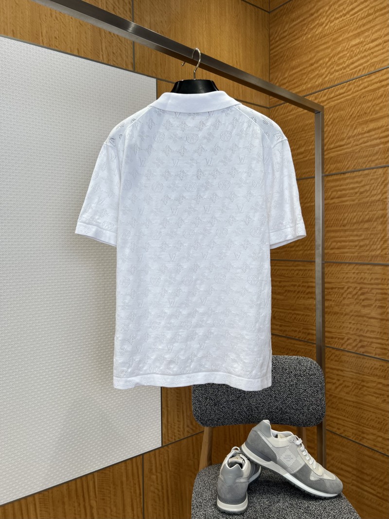 LV All-Over Print Openwork Jacquard Pocket Short-Sleeve Polo Shirt 3 1