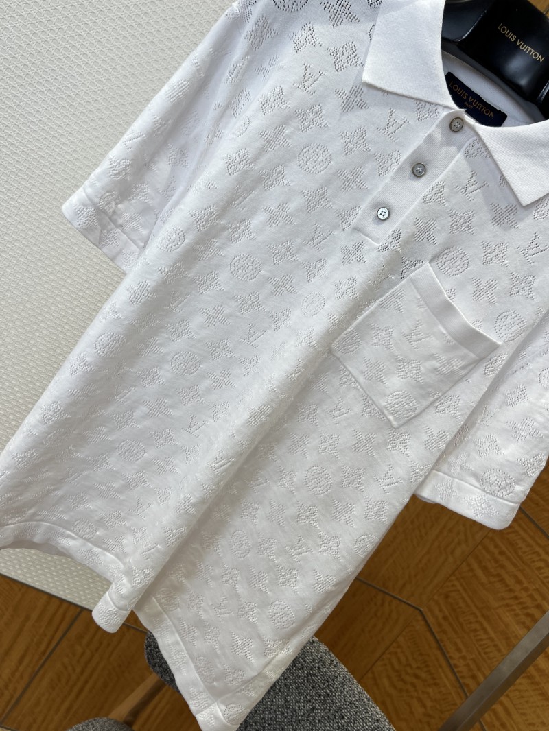 LV All-Over Print Openwork Jacquard Pocket Short-Sleeve Polo Shirt 3 3