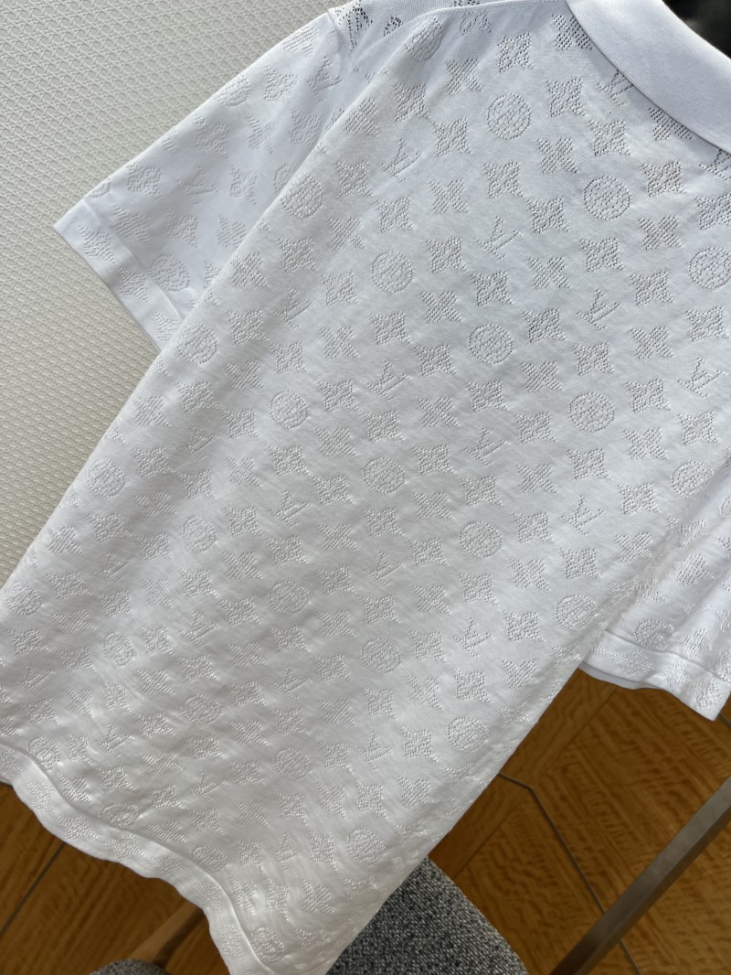 LV All-Over Print Openwork Jacquard Pocket Short-Sleeve Polo Shirt 3 6