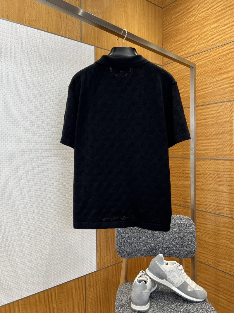 LV All-Over Print Openwork Jacquard Pocket Short-Sleeve Polo Shirt 4 1