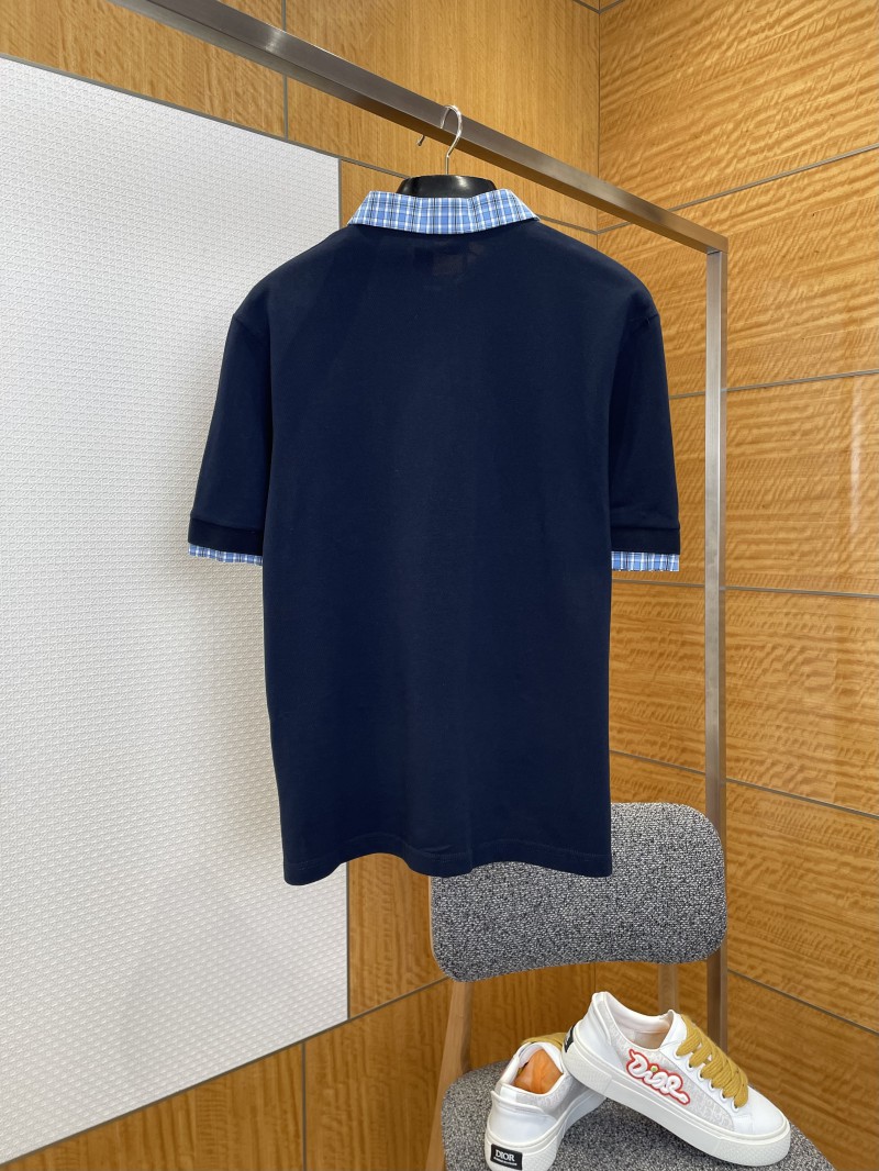 Miu Miu Logo Embroidered Checkered Patchwork Short-Sleeve Polo Shirt 1