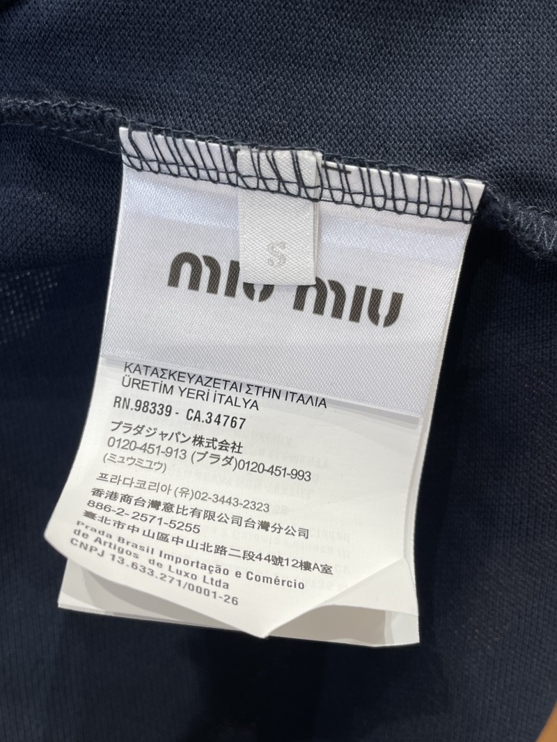 Miu Miu Logo Embroidered Checkered Patchwork Short-Sleeve Polo Shirt 8