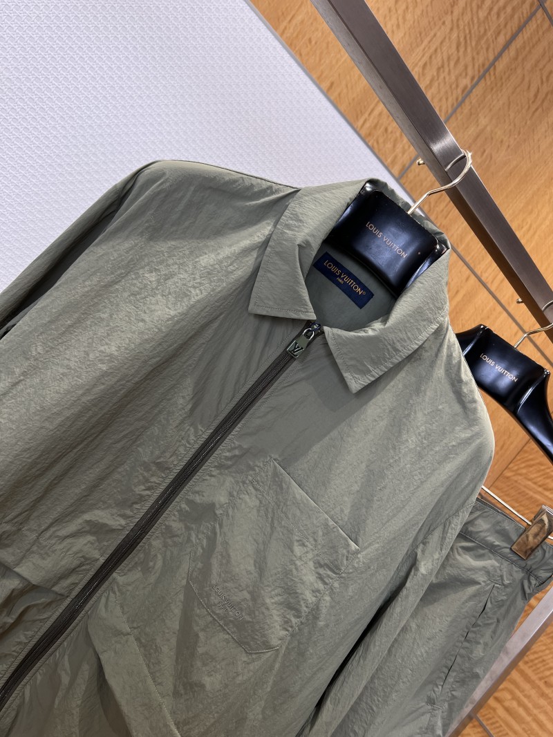 LV Embroidered Lapel Zipper Jacket 2