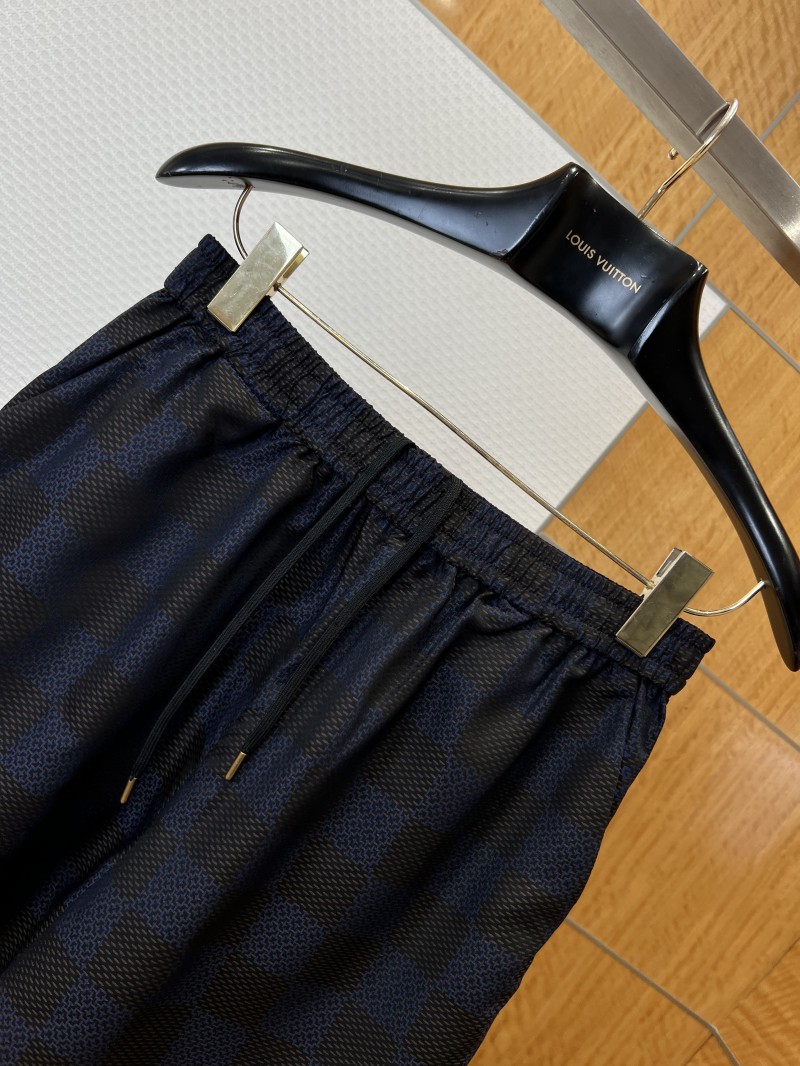 LV Checkered Jacquard Drawstring Casual Shorts 2