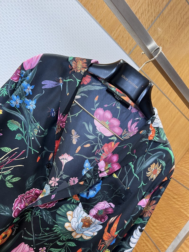 Gucci Floral All-Over Print Single-Button Long-Sleeve Shirt 2