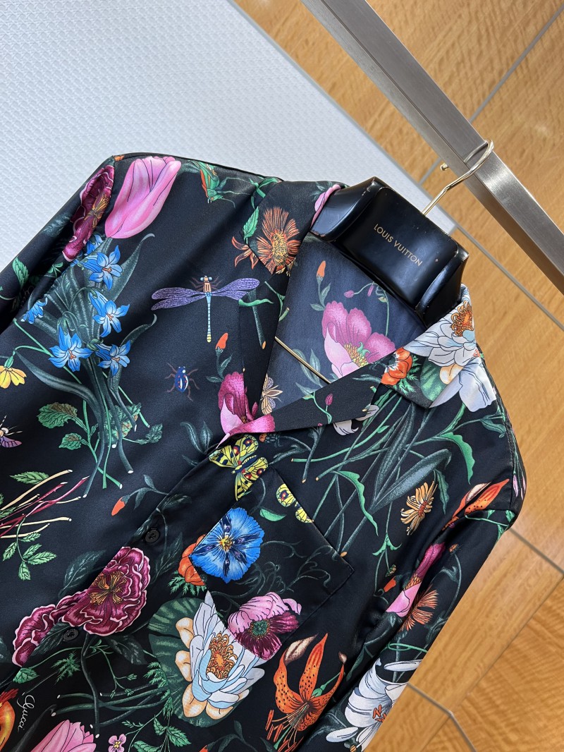 Gucci Floral All-Over Print Single-Button Long-Sleeve Shirt 3