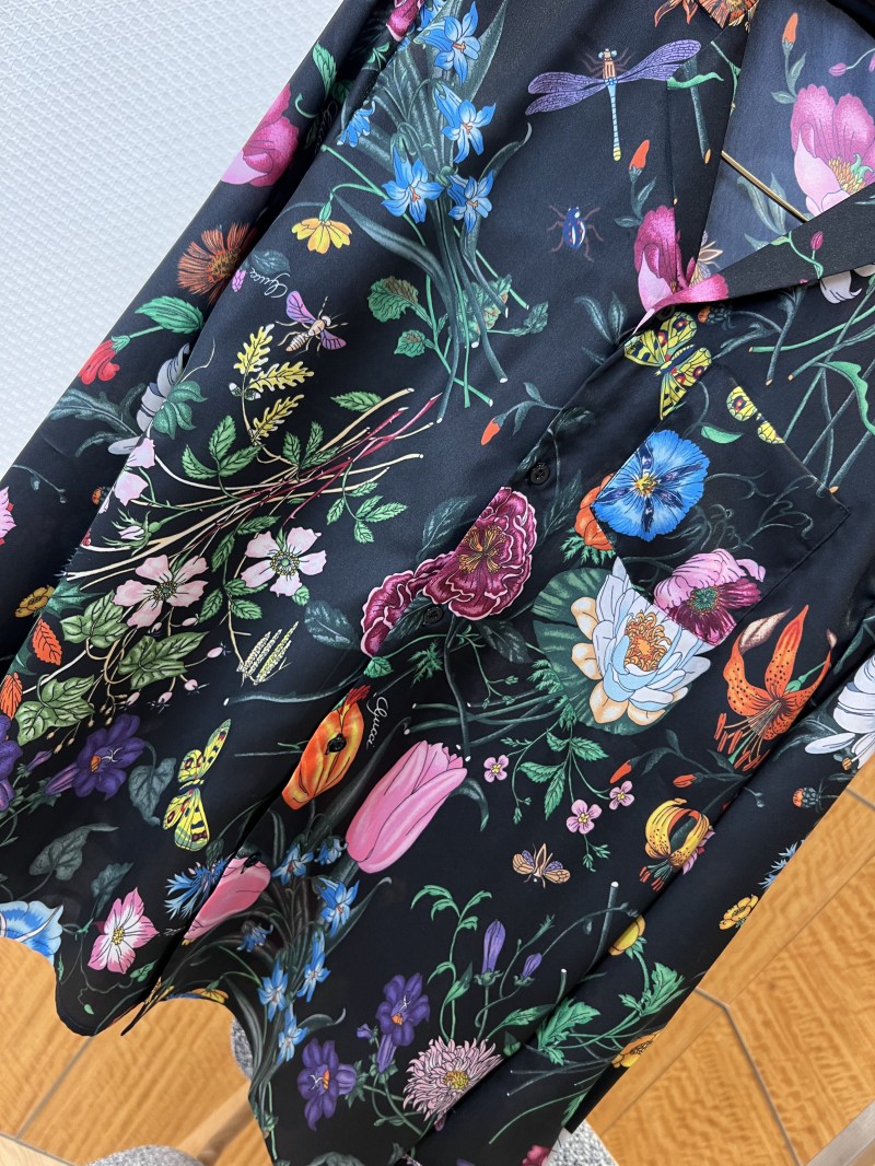 Gucci Floral All-Over Print Single-Button Long-Sleeve Shirt 4