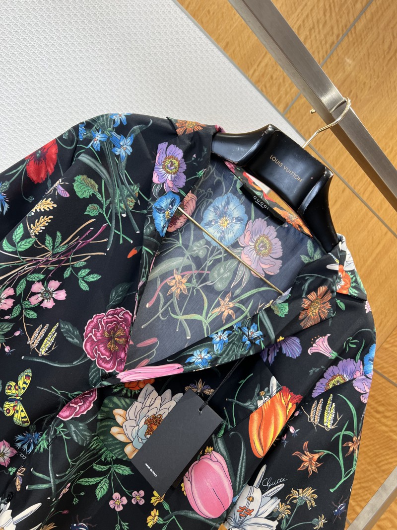 Gucci Floral All-Over Print Single-Button Short-Sleeve Shirt 4