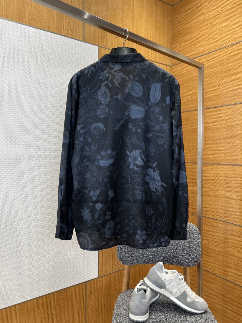 Gucci Floral Print lapel Long-Sleeve Collared Shirt 1