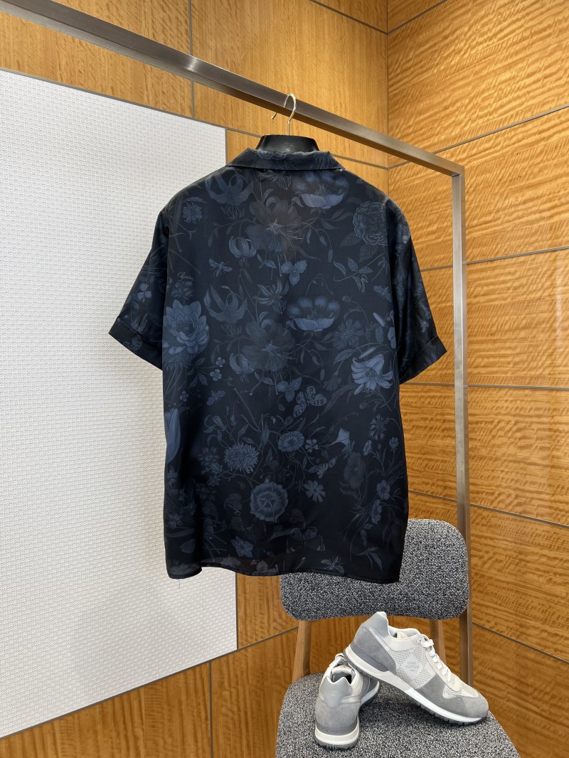 Gucci Floral Print lapel Short-Sleeve Collared Shirt 1