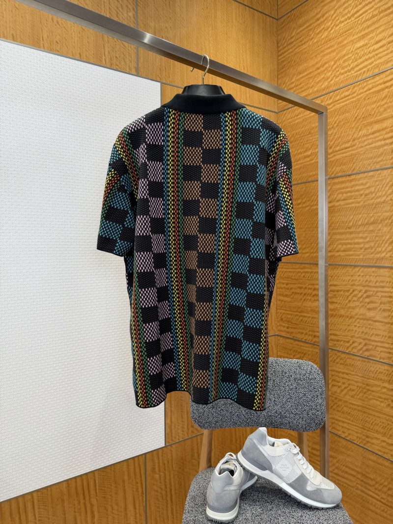 LV Checkered Jacquard Knit Short-Sleeve Polo Shirt 1