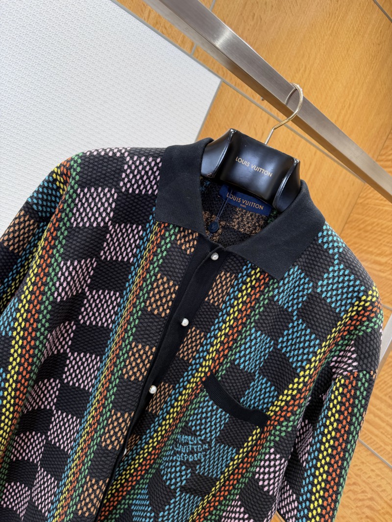 LV Checkered Jacquard Knit Short-Sleeve Polo Shirt 2