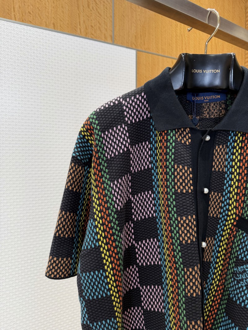 LV Checkered Jacquard Knit Short-Sleeve Polo Shirt 3