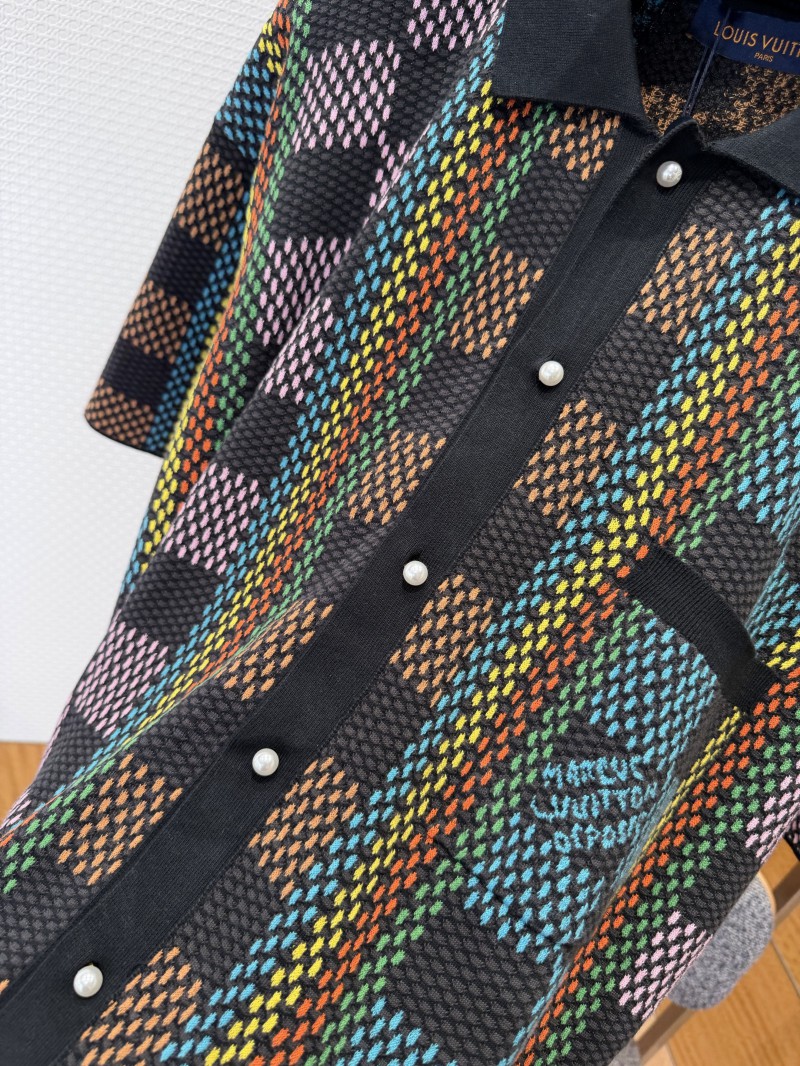 LV Checkered Jacquard Knit Short-Sleeve Polo Shirt 4
