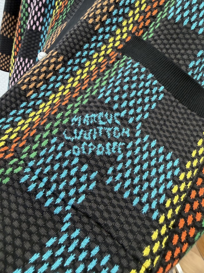 LV Checkered Jacquard Knit Short-Sleeve Polo Shirt 5