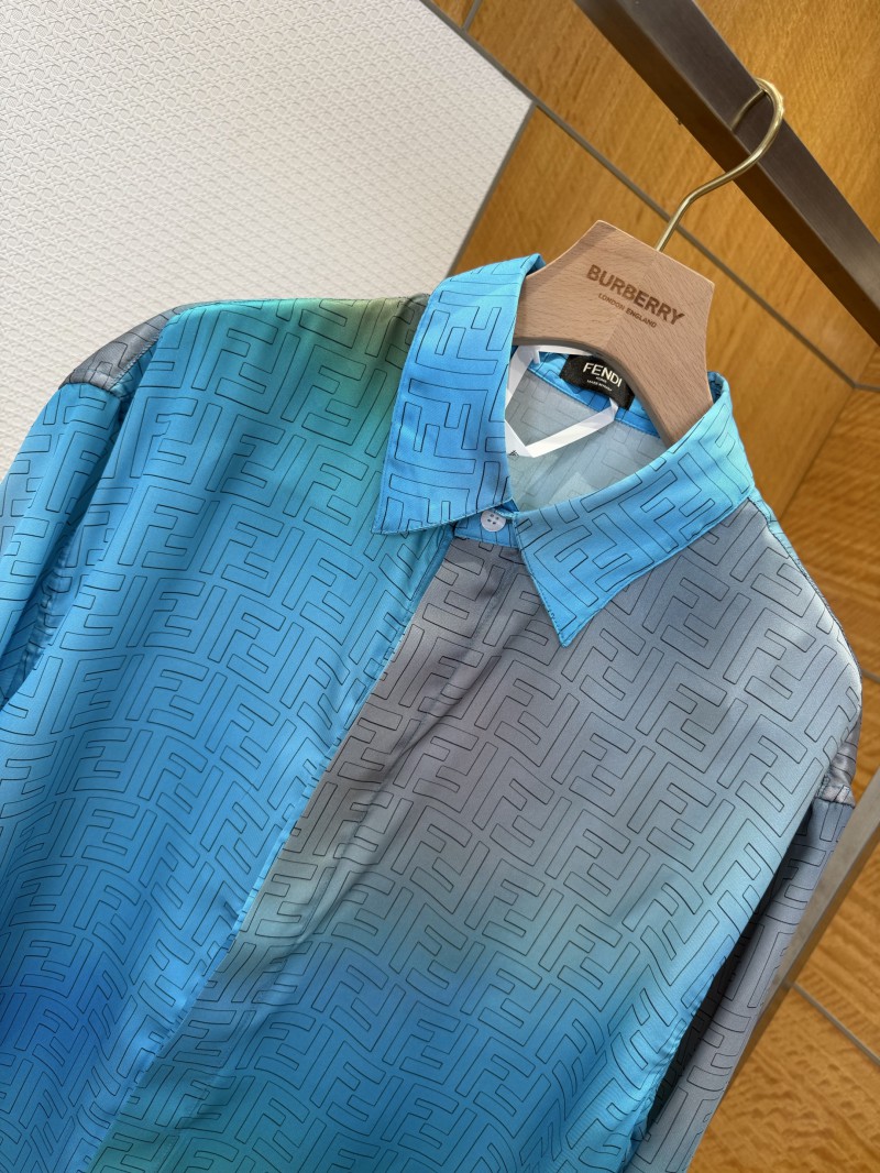 Fendi Gradient Subtle Pattern Jacquard Short-Sleeve Shirt 2