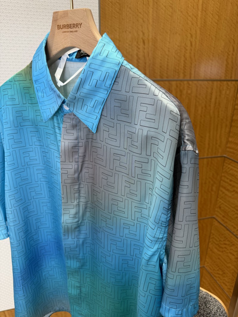 Fendi Gradient Subtle Pattern Jacquard Short-Sleeve Shirt 6