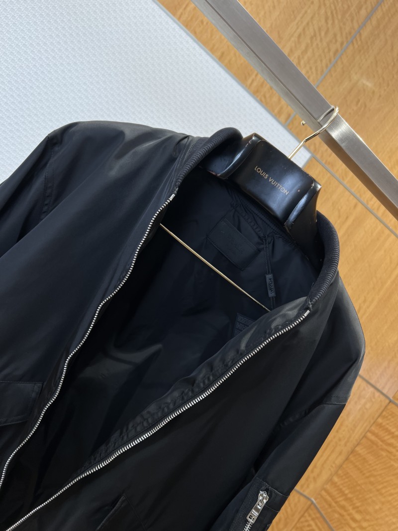 Prada Solid-Color Drop-Shoulder Long-Sleeve Zipper Jacket 4
